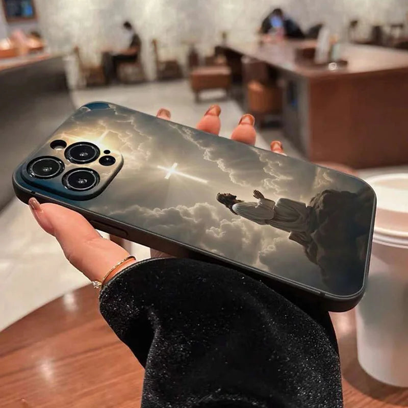 イエス・キリストの十字架が描かれた耐衝撃携帯電話ケース iPhone 17 16 15 14 11 12 13 Pro Max 7 8 14 15 16 Plus 17 Air 16E ソフトカバー用