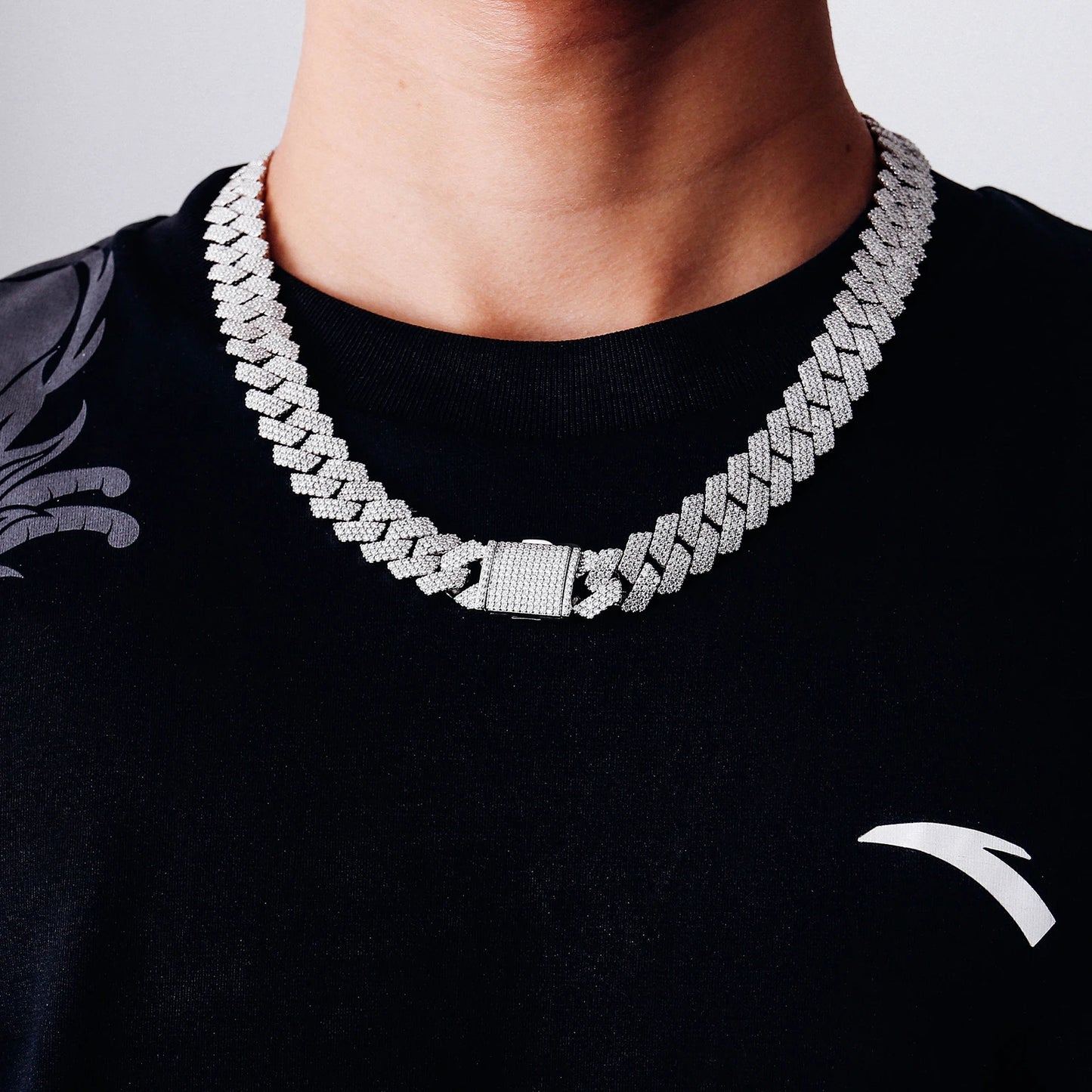 プロヴァンスキューバンチェーン（メンズ） モアッサナイト高級リンクチェーン S925シルバー キューバンネックレス（レディース） 15mm ヒップホップマイアミチョーカー