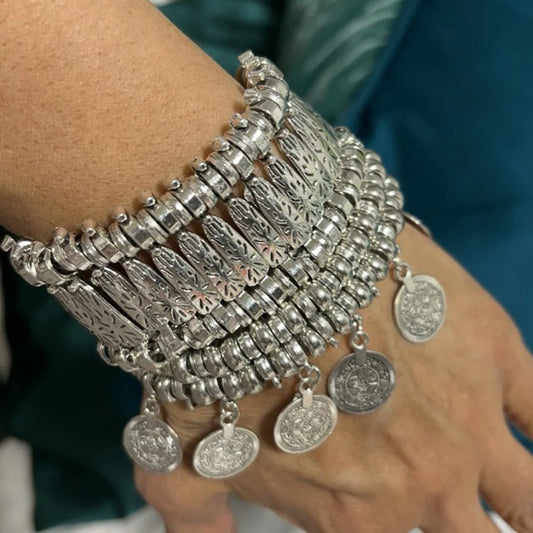 ヴィンテージシルバーゴールドコインブレスレット レディース メンズ ボヘミアン ヒッピー ビーチパーティー アフガニスタン トルコ マルセイユ エスニックブレスレット ジュエリー