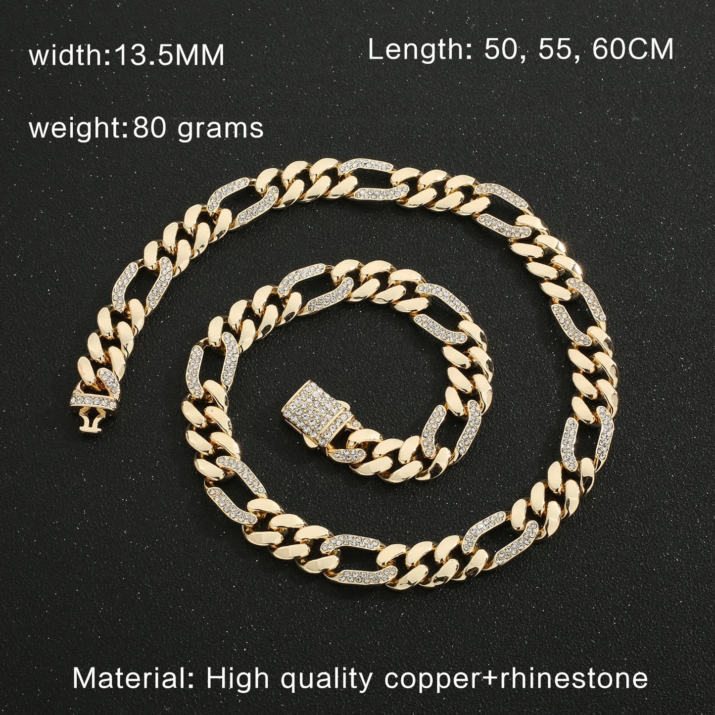 ヒップホップ 14K ゴールドメッキ ステンレススチール ジュエリー アイスカデナ オムブレ マイアミ キューバンチェーン メンズネックレス