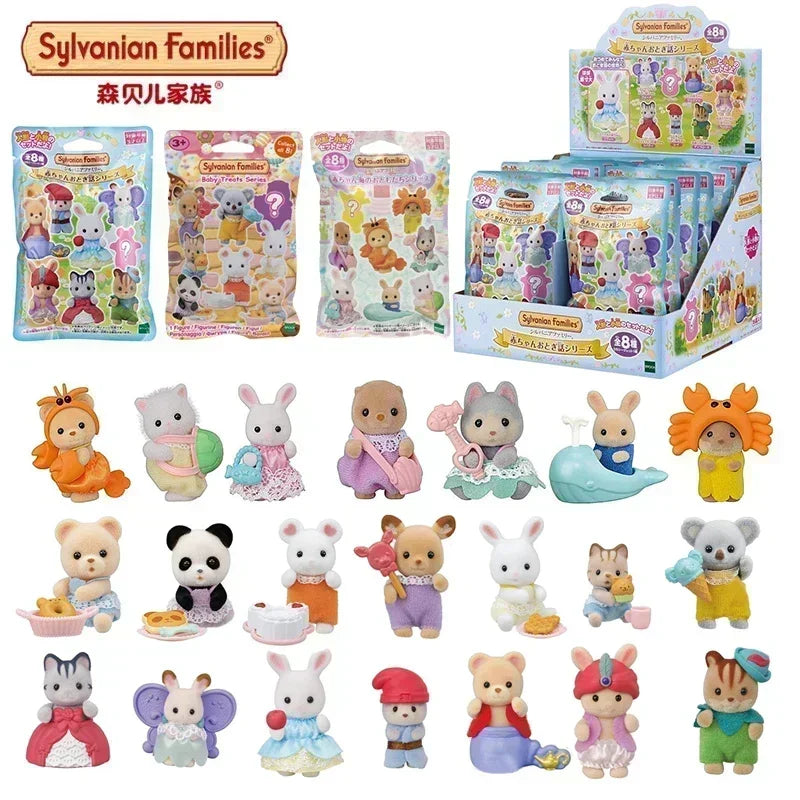 Sylvanian Families Baby Shopping Cake Party Forest Custom Blind Box Baby Mini Toys Kawaii Ternurines Collection  Birthday Gift