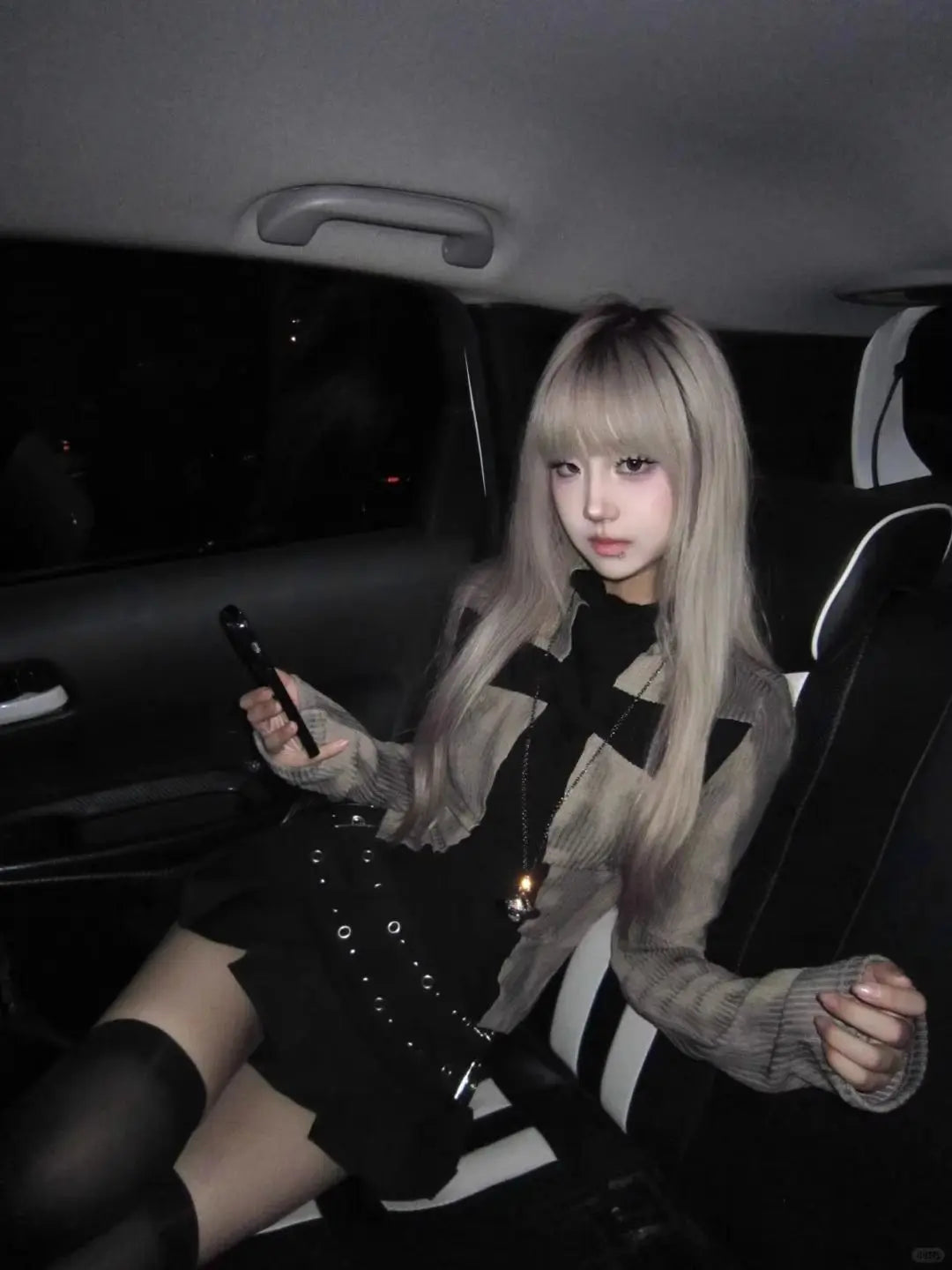 Y2Kサブカルチャークロススリム長袖Tシャツニットローウエストプリーツスカートスモールミレニアルスパイスガールスーツ