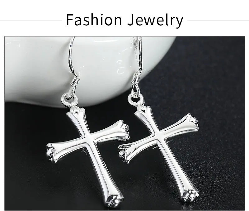 42MM 925スターリングシルバー 絶妙なクロスイヤリング ファッション レディース グラマー パーティー ジュエリー ギフト ヒップホップ パンク イヤリング