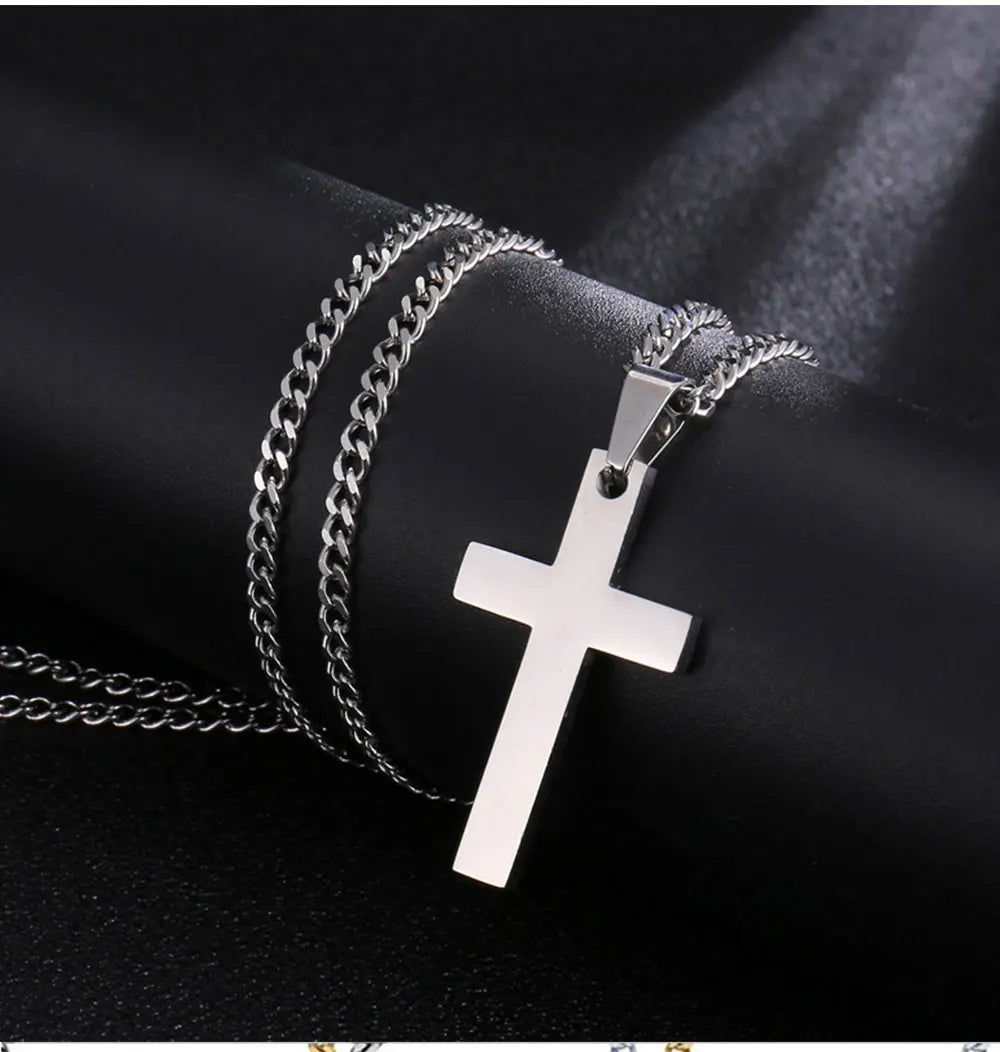 Men's Hip Hop Cross Pendant Necklace - Titanium Steel Material, Durable & Stylish, Easy-Match Accessories