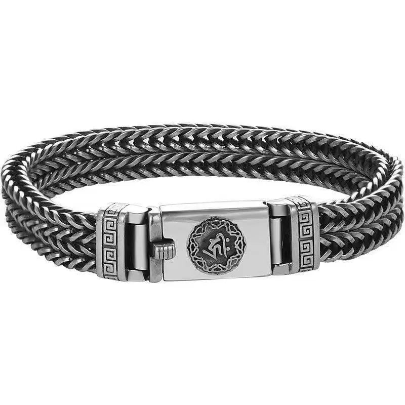 S925スターリングシルバー手編みメンズブレスレットファッショントレンド個性中国風レトロクリエイティブジュエリー絶妙なギフト