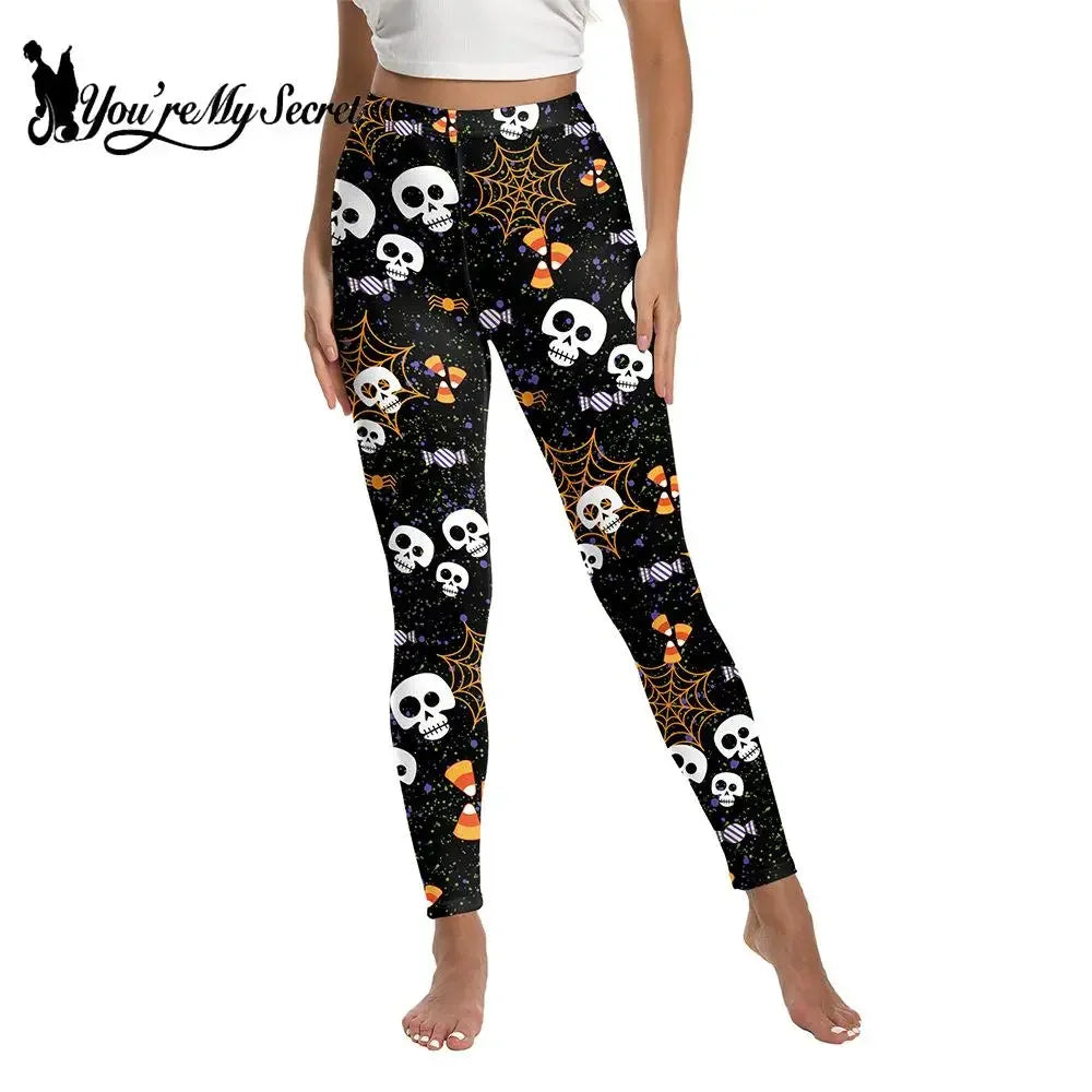 [You're My Secret] New Female Pants Halloween Women's Pumpkin Print High Waist Outdoor Sports Casual Gothic Leggings Trousers
