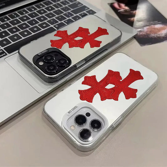 クールなクロスファッションラグジュアリー電話ケースIMDカラーシルバーシェルiPhone 16 15 14 13 12 11 Pro Max Plus用