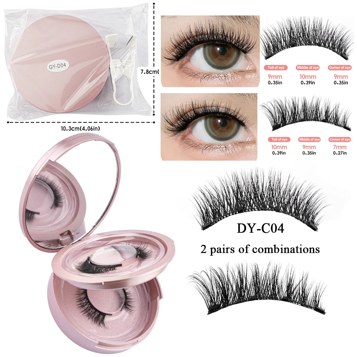 2/1ペア再利用可能な磁気まつげナチュラルカーラーまつげエクステピンセットセット使いやすい接着剤フリーつけまつげ3Dミンクまつげ