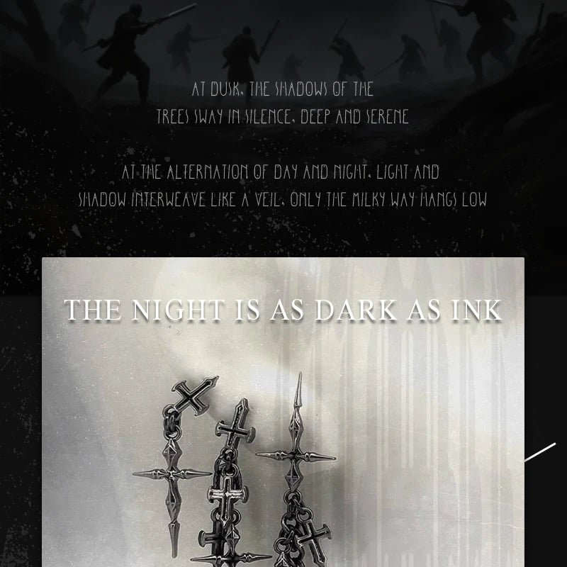 クロスチェーンダングルイヤリング、ユニークなジュエリーアクセサリー、ゴシックパンクスタイル、男女兼用