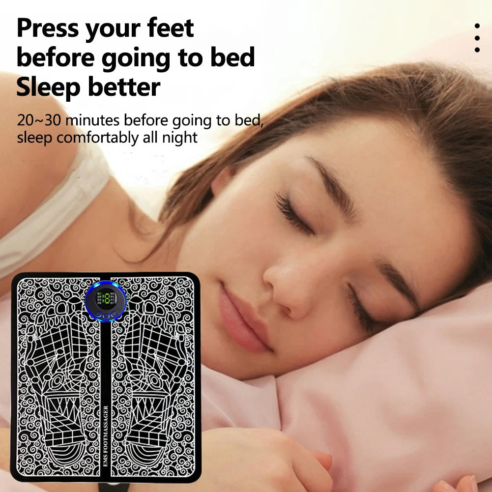 EMS Foot Massager 8 Modes Feet Muscle Stimulator USB Rechargeable Electric Feet Massage Remote Control for Home and Office Use