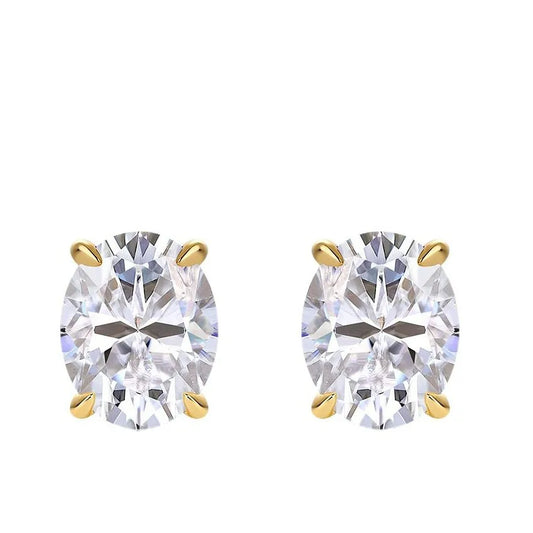 1-4CT Oval Moissanite Stud Earrings for Women Men Certified Lab Grown Diamond Solid 925 Silver Plated 18k Gold Ear Studs Jewelry