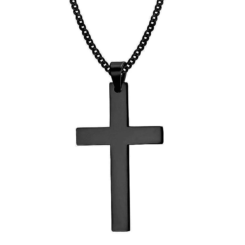 Men's Hip Hop Cross Pendant Necklace - Titanium Steel Material, Durable & Stylish, Easy-Match Accessories