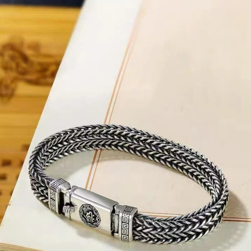 S925スターリングシルバー手編みメンズブレスレットファッショントレンド個性中国風レトロクリエイティブジュエリー絶妙なギフト