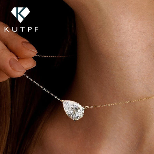 1/3carat Waterdrop Solitaire Moissanite Pendant Necklace with certificate 925 Sterling Silver Pear Cut Diamond Neckchain Woman