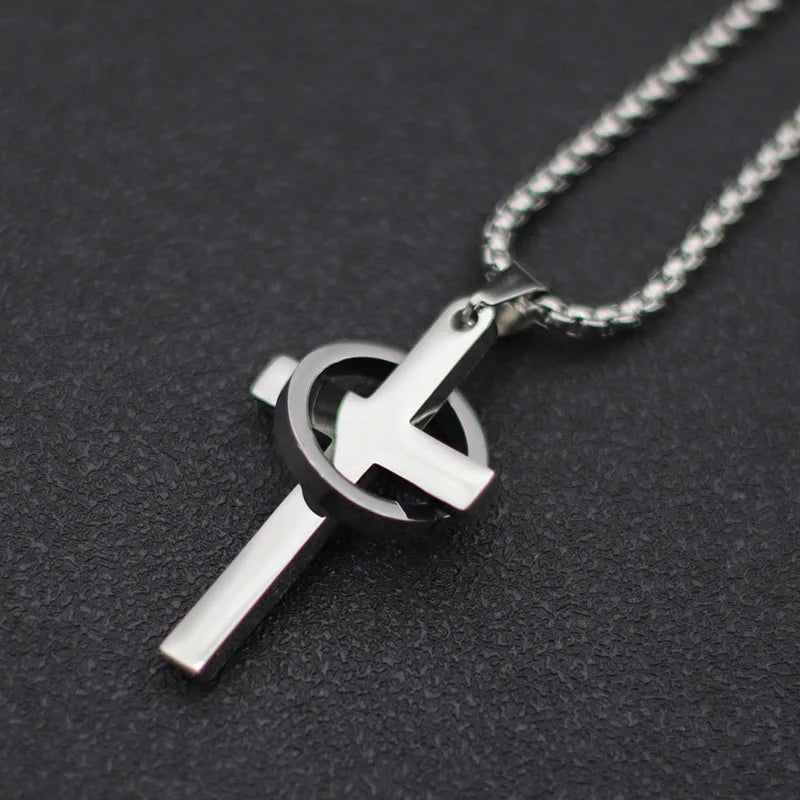 4 Colors Men Cross Necklace Stainless Steel 60cm Pendant Collar Gift For Boyfriend Accessories Homme Hiphop Rock Jewelry Joias