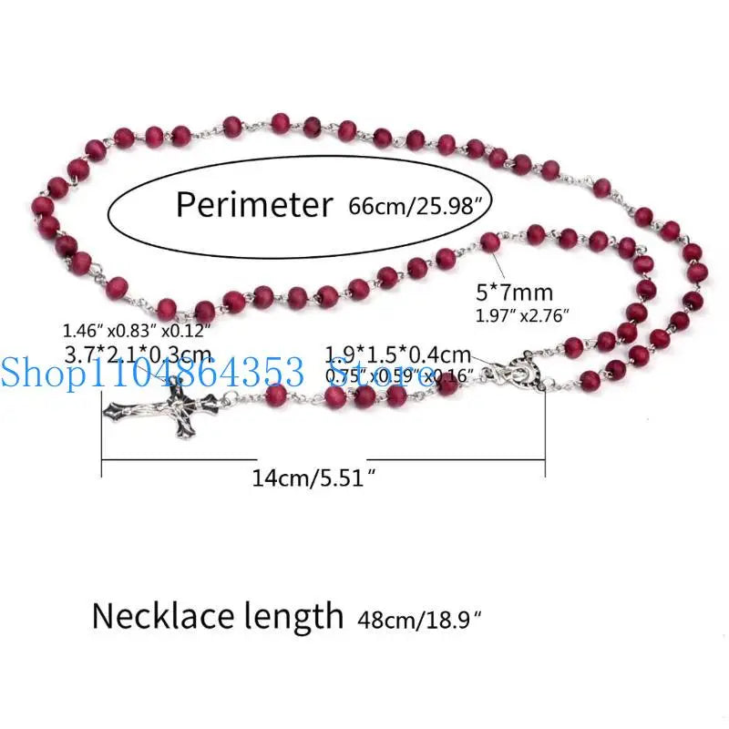 652F クロスネックレスペンダント メンズ レディース 木製ビーズ ローズスートラジュエリー