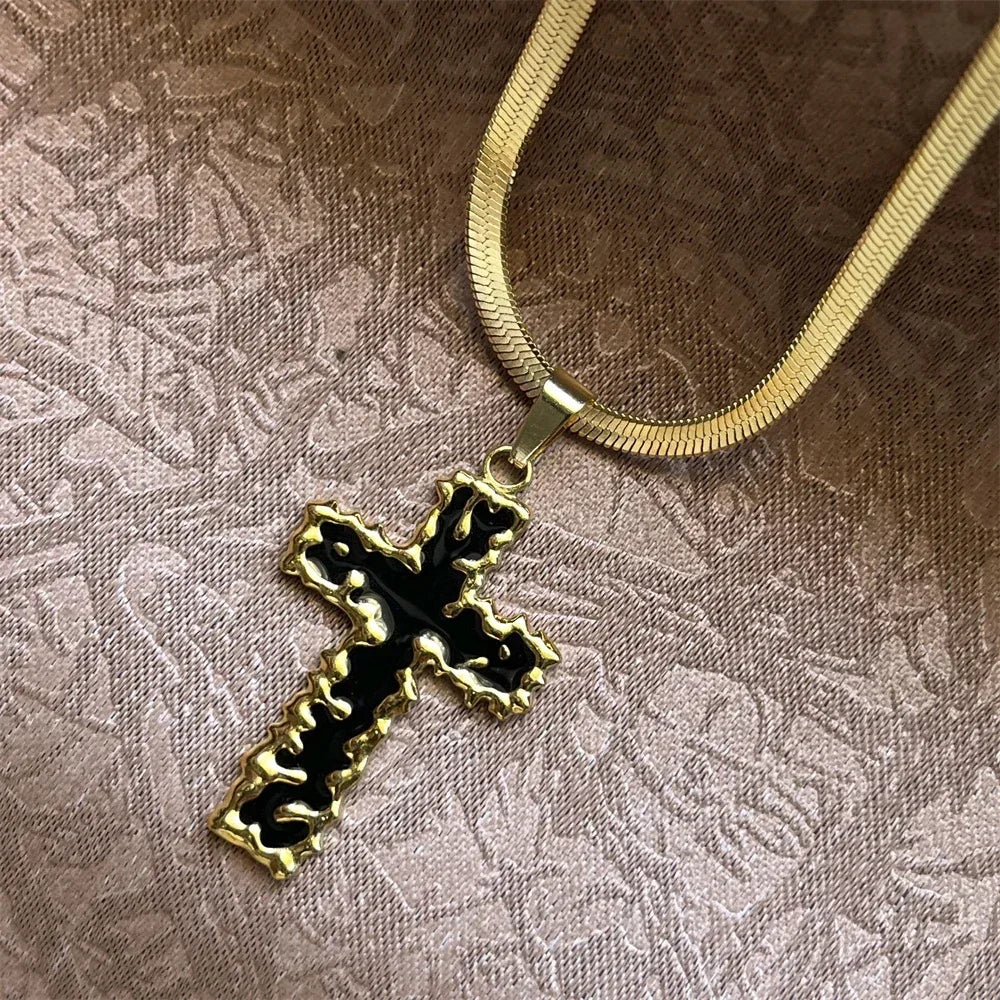 キリスト教イエス十字架ネックレス レディース メンズ ステンレススチールチェーン チョーカー 宗教的十字架ペンダント ジュエリー 祈り 洗礼ギフト
