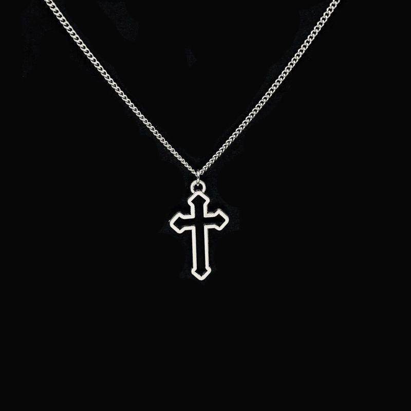 新しいクロスペンダントネックレスパンクパーソナリティヒップホップシンプルメンズとレディースレトロネックレス