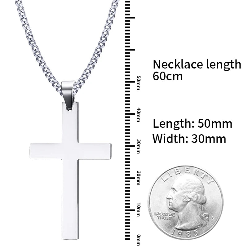 Men's Hip Hop Cross Pendant Necklace - Titanium Steel Material, Durable & Stylish, Easy-Match Accessories