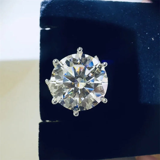 10 Carat D Color Moissanite Rings for Women s925 Silver Moissanita Lab Grown Diamond Plated 18k White Gold Luxury Ring Jewelry
