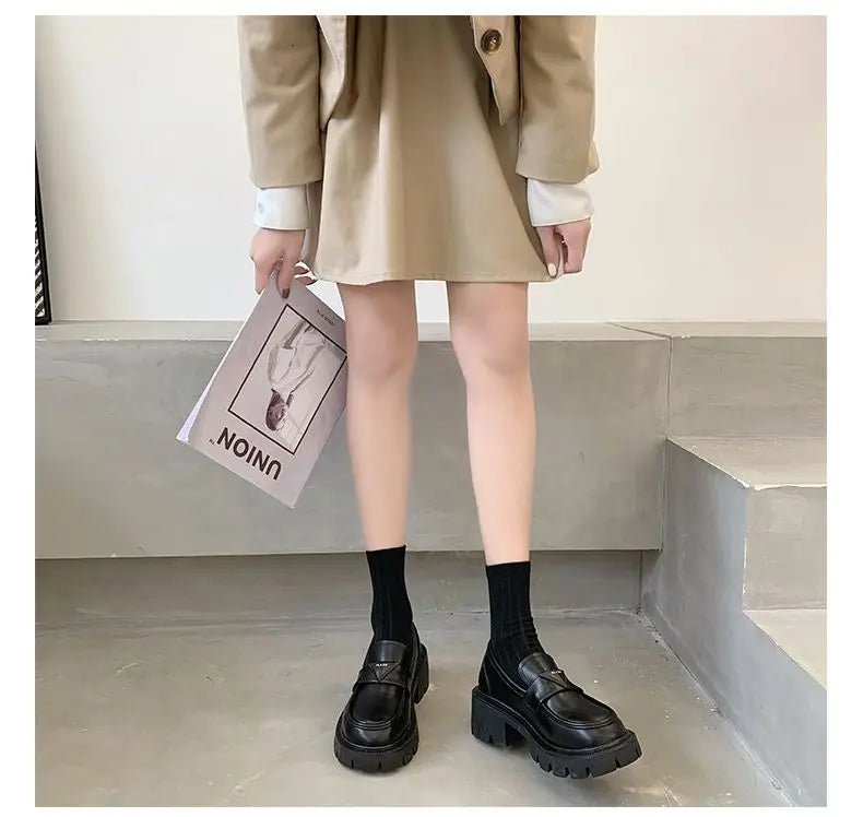 Women's Summer Footwear Loafers Shoes for Woman 2024 Office Round Toe Black Low Heel Elegant with Discount Genuine Mark Stylish
