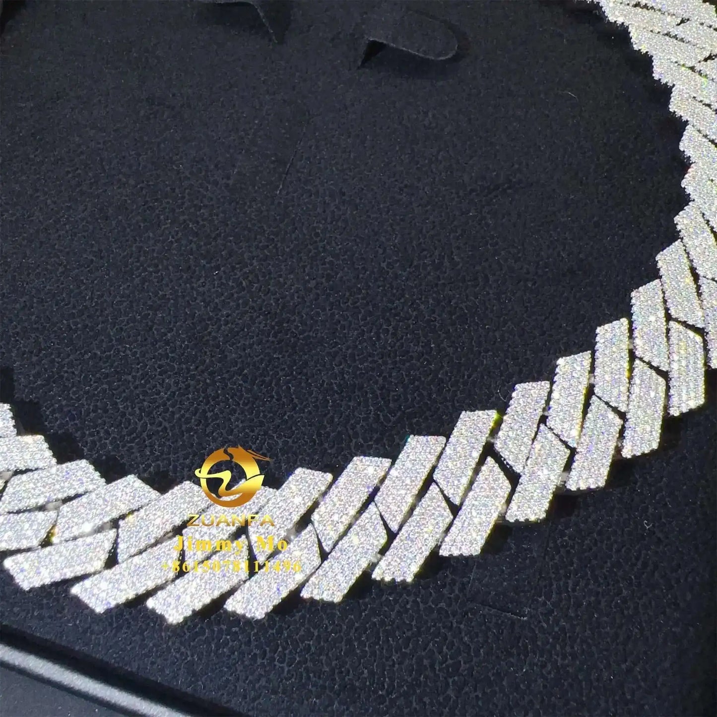 新デザイン ラグジュアリー ビッグガイ ヘビー 925 ソリッドシルバー 19mm 4列 アイスアウト ヒップホップ VVS1 モアッサナイト ダイヤモンド マイアミ キューバンリンクチェーン