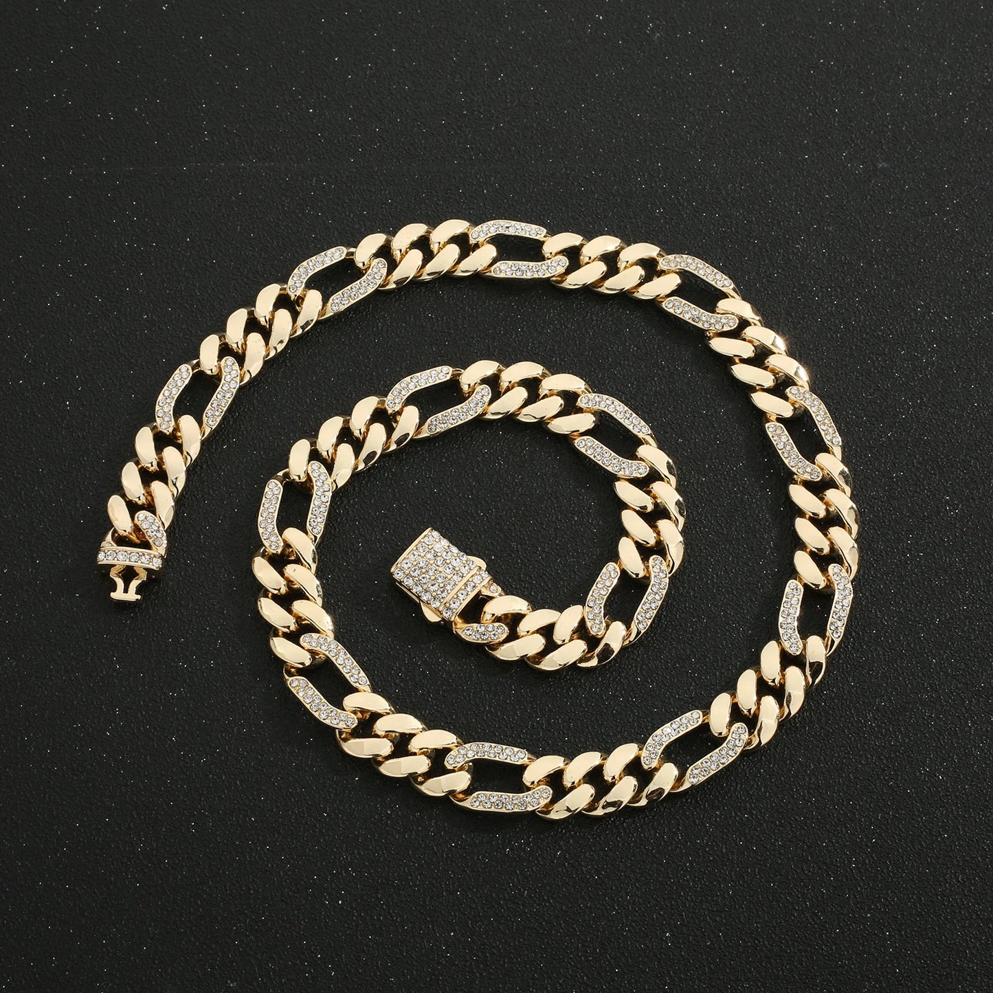 ヒップホップ 14K ゴールドメッキ ステンレススチール ジュエリー アイスカデナ オムブレ マイアミ キューバンチェーン メンズネックレス