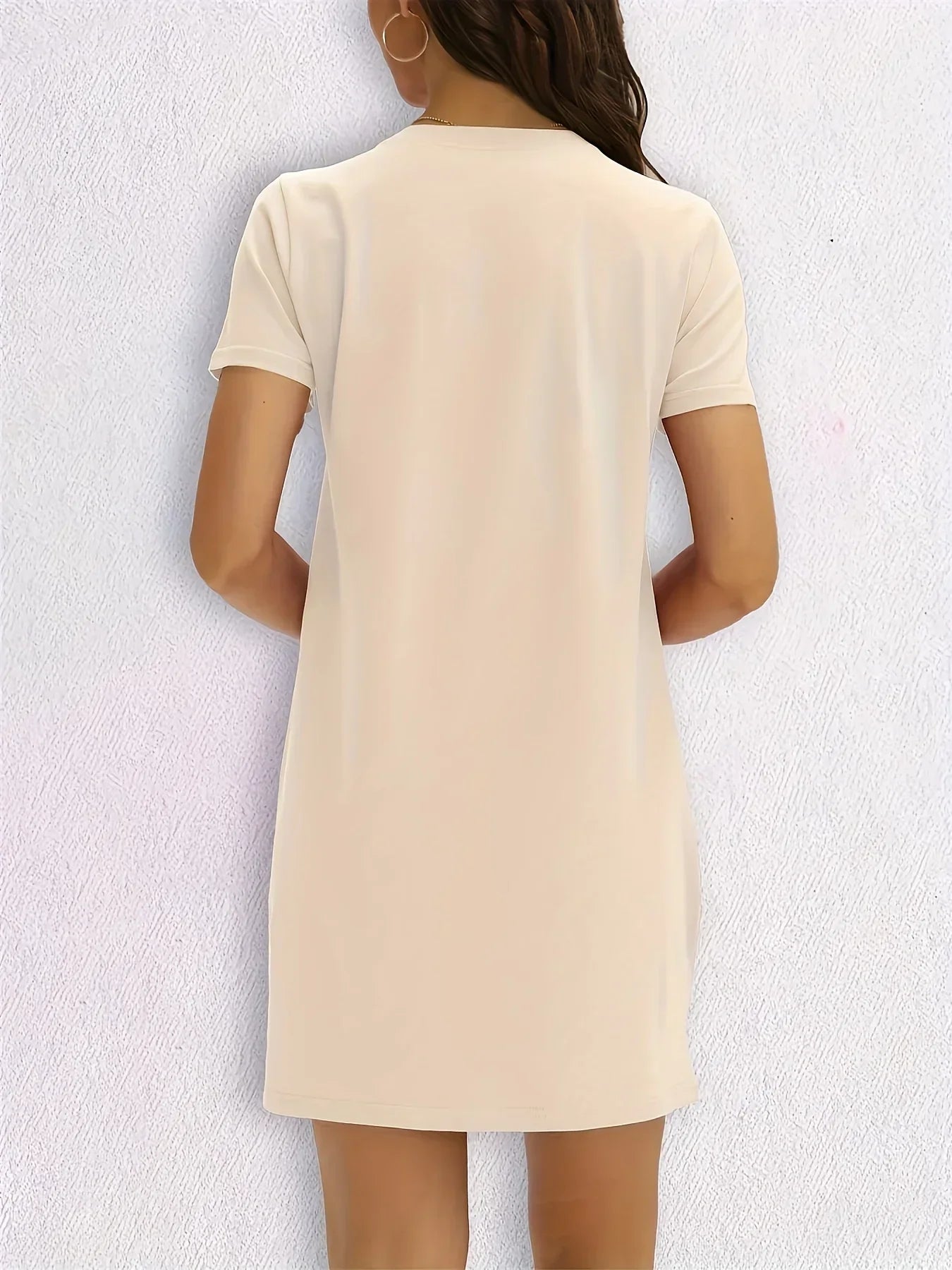 Women'S Casual Knit TShirt Dress with Heart  Print Crew Neck Short Sleeve Fashionable Top Black with Colorful Flag Design