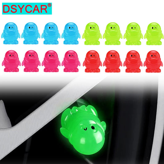 4Pcs Fluorescent Car Tire Valve Caps , Tire Valve Accessories, Luminous Tire Valve Cover, Suitable for Car Truck Motorcycle Bike