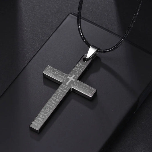 ステンレススチール製クロスペンダントネックレス メンズ レディース ミニマリストジュエリー 男性 女性用 ネックレス チョーカー ブルーカラー