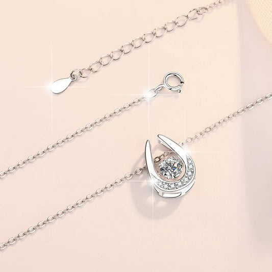 HK0049 Lefei Fashion Trend Luxury Classic White Moissanite Horseshoe Heart Star Necklace For Women 925 Silver Party Jewelry Gift