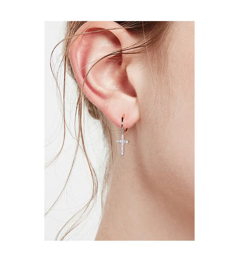 925スターリングシルバークロスイヤリングクリエイティブホットセクシージュエリー女性へのギフトカスタマイズ