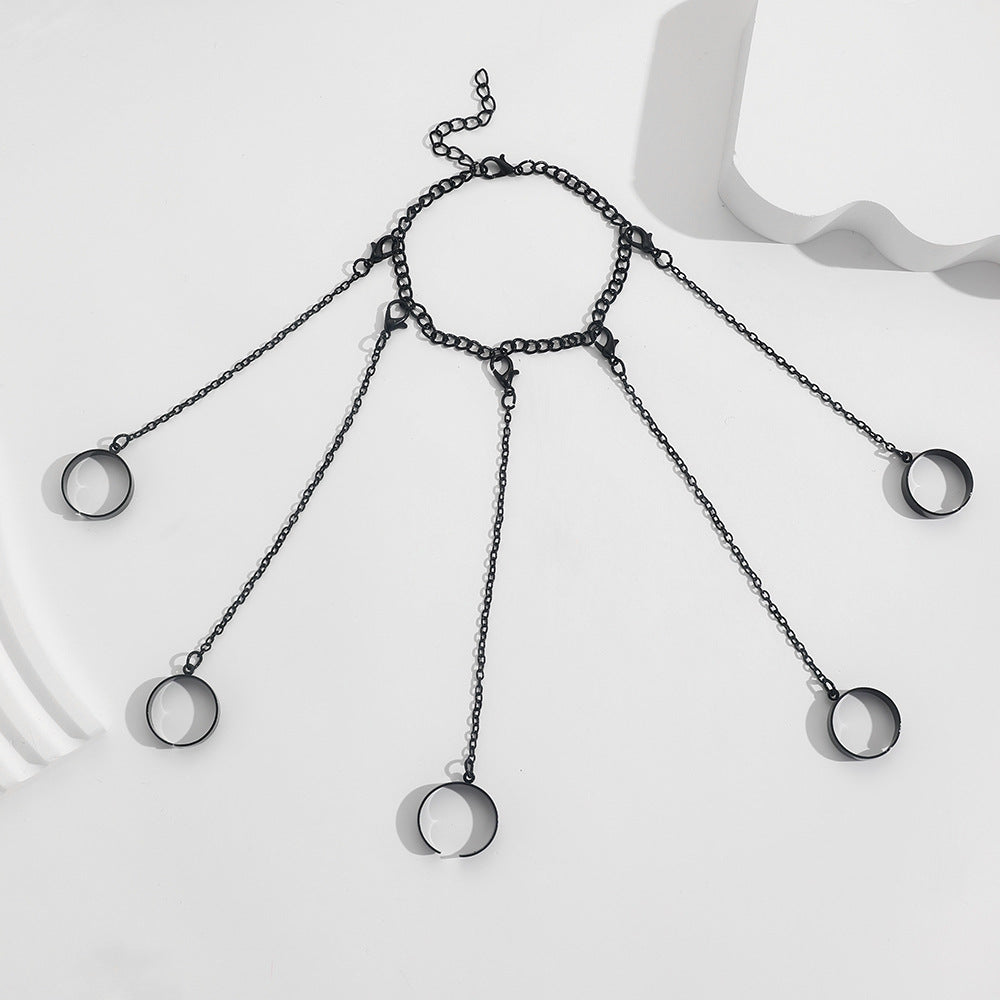 幾何学的なシルバーカラーのリストブレスレット、メンズ、レディース、パンクリング、チェーン、チャームセット、ファッション、カップル、ジュエリー、ギフト、Pulsera Mujer