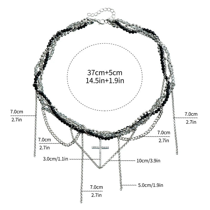 クロスペンダントネックレス レディース 軽量 高級 タッセル 鎖骨チェーン クールチョーカー 絶妙なファッションネックレス ジュエリーギフト