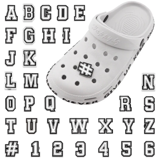 1 Pcs Letter Shoe Charms for Clog Sandals Shoe Decoration Number Alphabet Characters DIY Shoes Pins for Boy Girl Men Women