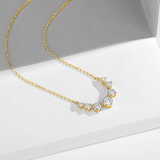 2.8 CTW Lab Grown Diamonds Necklaces for Women Solid 18K Yellow Gold Plated 925 Silver D VS1 Moissanite Clavicle Chain