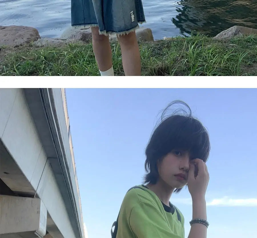 日本のサブカルチャー かわいい猫プリント 半袖Tシャツ レディース 夏 ヴィンテージ グリーン カジュアル ゆったり スウィートガール Y2K トップス