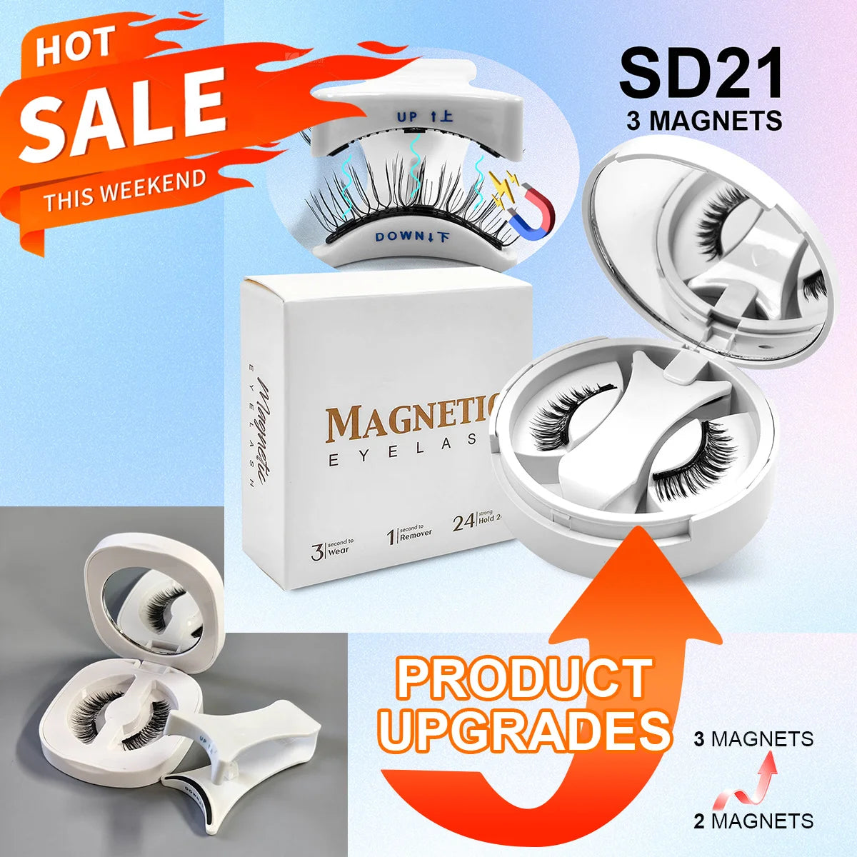 Yiernuo マグネット式つけまつげ 一体型ボックス 新接着剤不要つけまつげキット