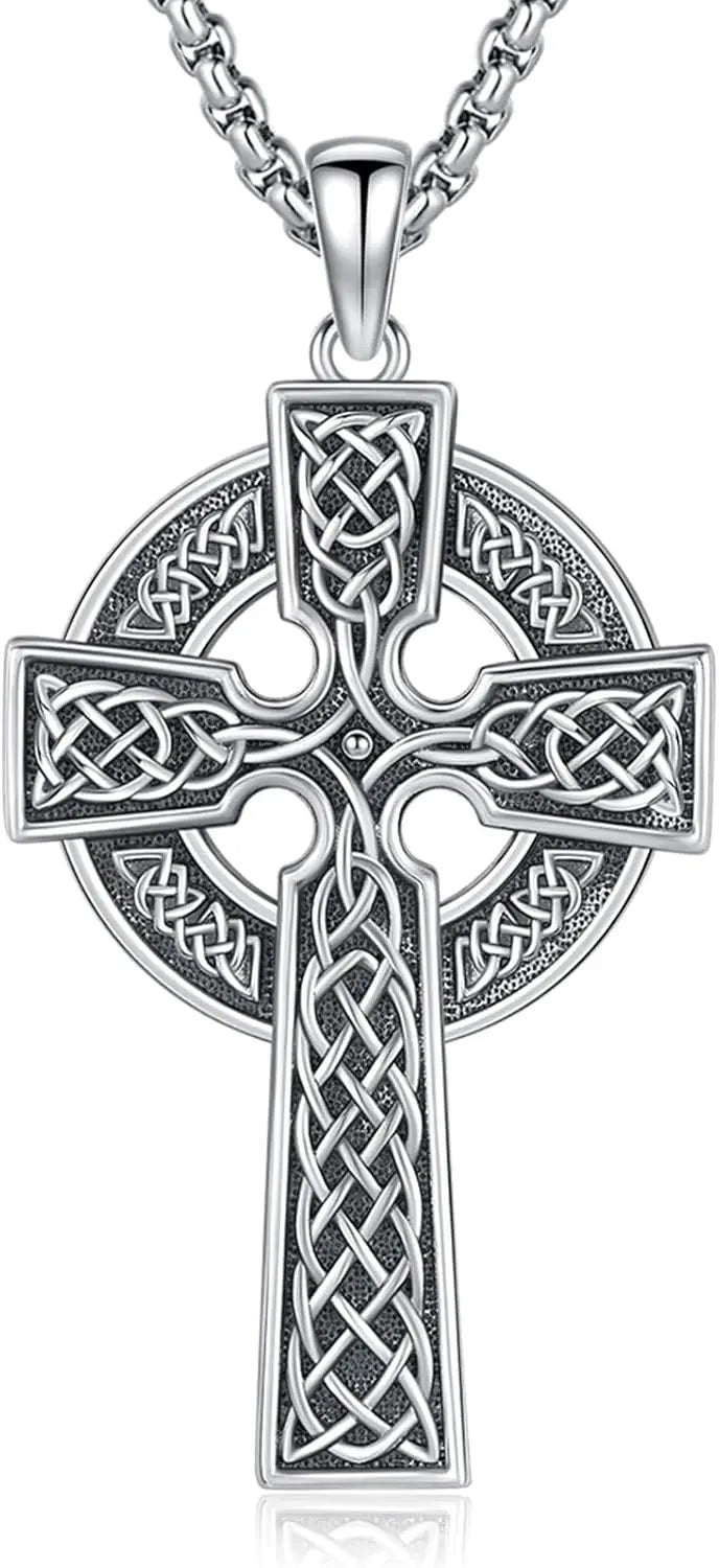 ケルト十字ネックレス メンズ レディース 925スターリングシルバー ケルト十字ペンダント イーヴィルアイネックレス アイリッシュトリニティノットジュエリー