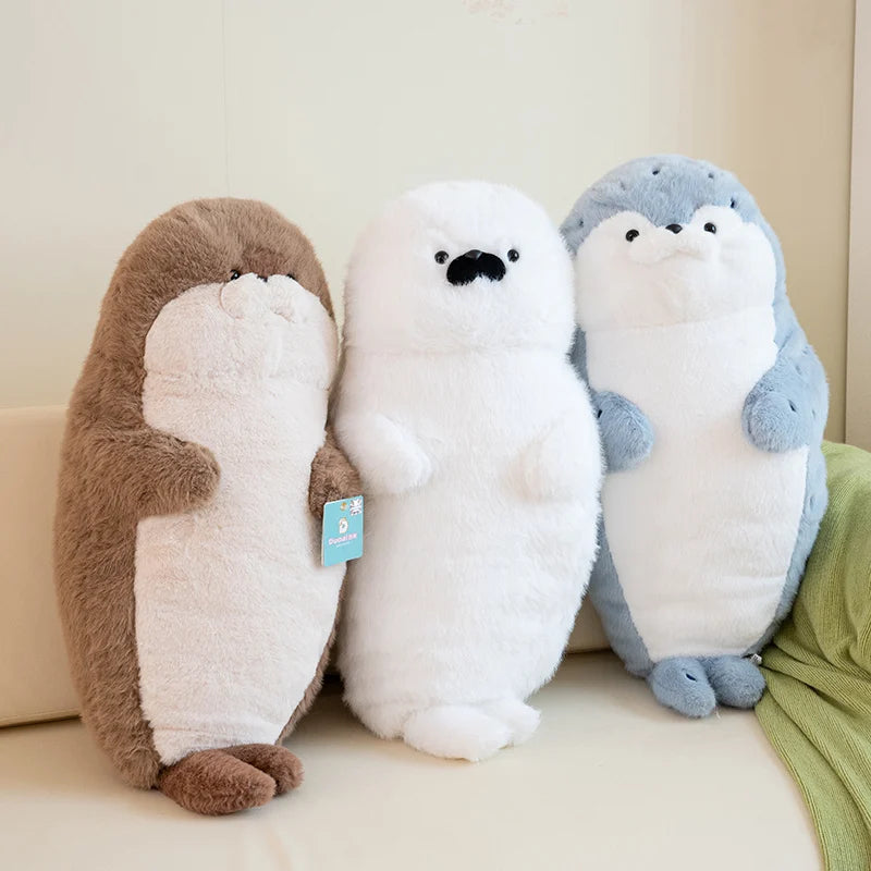 High Quality Genuine Kawaii Cartoon Sea Creature Otter Plush Doll Pillow Headset Blue Seal Otter Stuffed Animal Birthday Gift