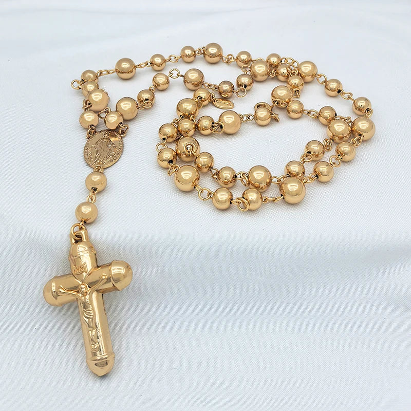 ロザリオネックレス クロスペンダント付き ロングリンクチェーン レディース メンズ 90cm 長さ セーターチェーン ヒップホップ ジュエリー アクセサリー パーティーギフト