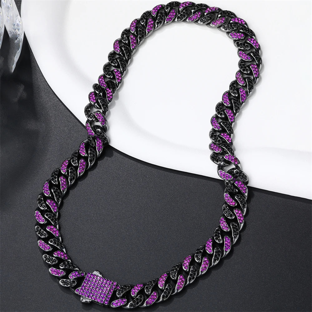 ヒップホップ 13mm キューバンリンクチェーン メンズ マイアミ アイスアウト ブリンブリンネックレス ゴールドメッキ ブリンブリン メンズ レディース ラッパー ジュエリー ギフト