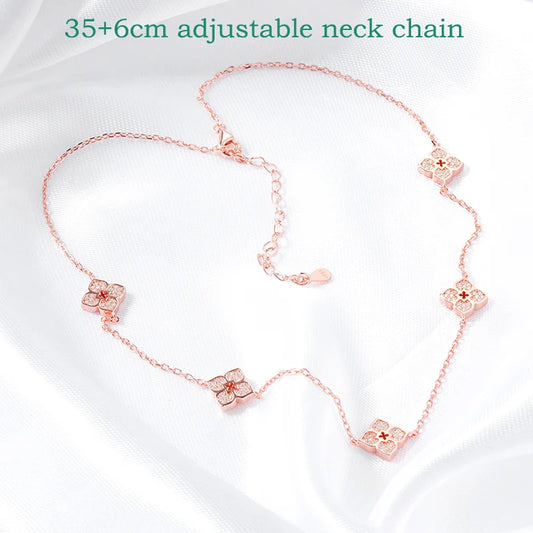 Smyoue 18k Plated Flower Moissanite Choker Necklace for Women Girls Neck Chain Sparkling 925 Sterling Silver Jewelry Pendant