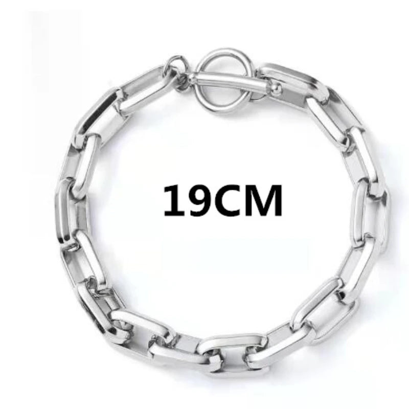パンクスタイルのパーソナライズされたシルバーカラーチェーンスプライシングOTクラスプブレスレット男性と女性記念日のギフトホリデージュエリーアクセサリー