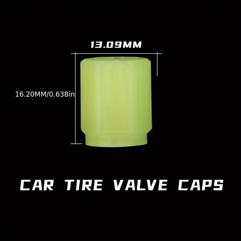 4Pcs/Set Fluorescent Tire Valve Stem Caps, Protect The Tire Valve From Dirt and Dust, Extend The Service Life of The Tire.