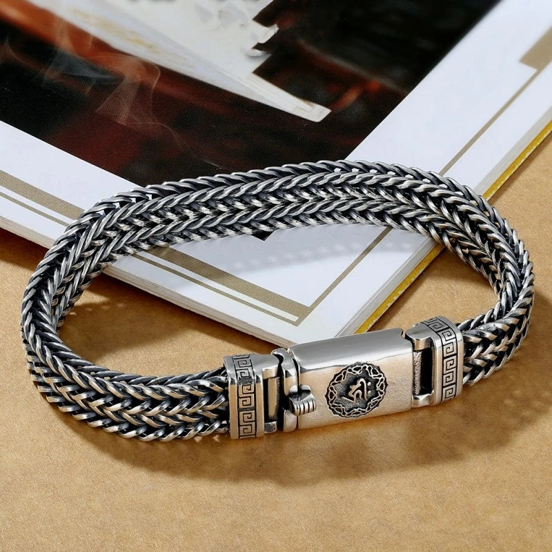 S925スターリングシルバー手編みメンズブレスレットファッショントレンド個性中国風レトロクリエイティブジュエリー絶妙なギフト