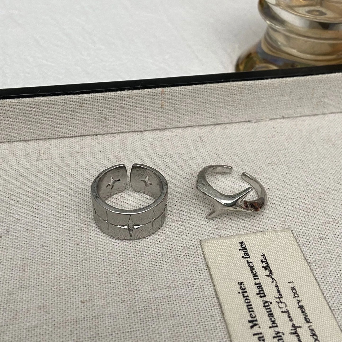 ファッションレトロシルバーカラークロススターリングレディースメンズパンクゴシックカップルリングフェスティバルパーティージュエリーデイリーアクセサリー新品