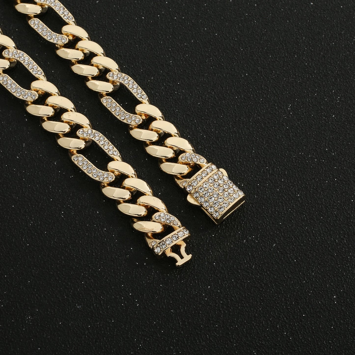 ヒップホップ 14K ゴールドメッキ ステンレススチール ジュエリー アイスカデナ オムブレ マイアミ キューバンチェーン メンズネックレス