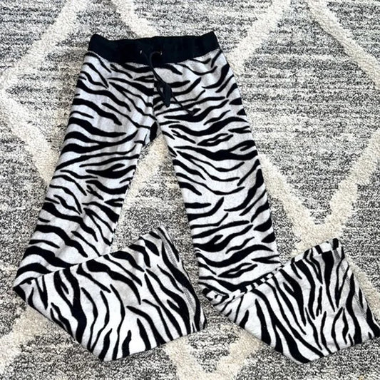 Zebra Stripe Pattern Straight Casual Pants Drawstring Versatile Y2K Bottoms Chic Rock Punk Emo Girl's Slim Fit Women's Trousers