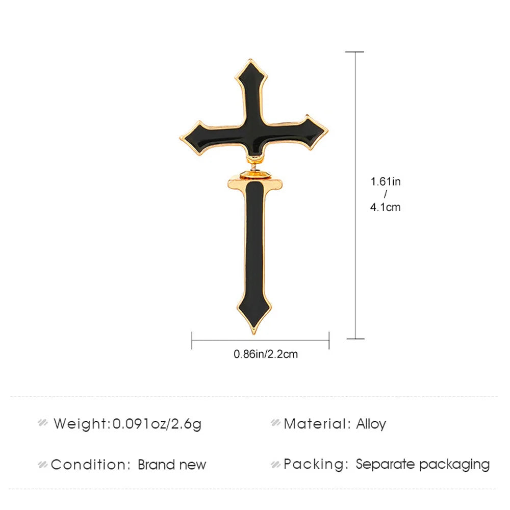 ゴシッククロスイヤリング メンズ レディース クロス ダークストリート ヒップホップ 幾何学模様 耳 メタル スタッドピアス ジュエリー モダンイヤリング 2025